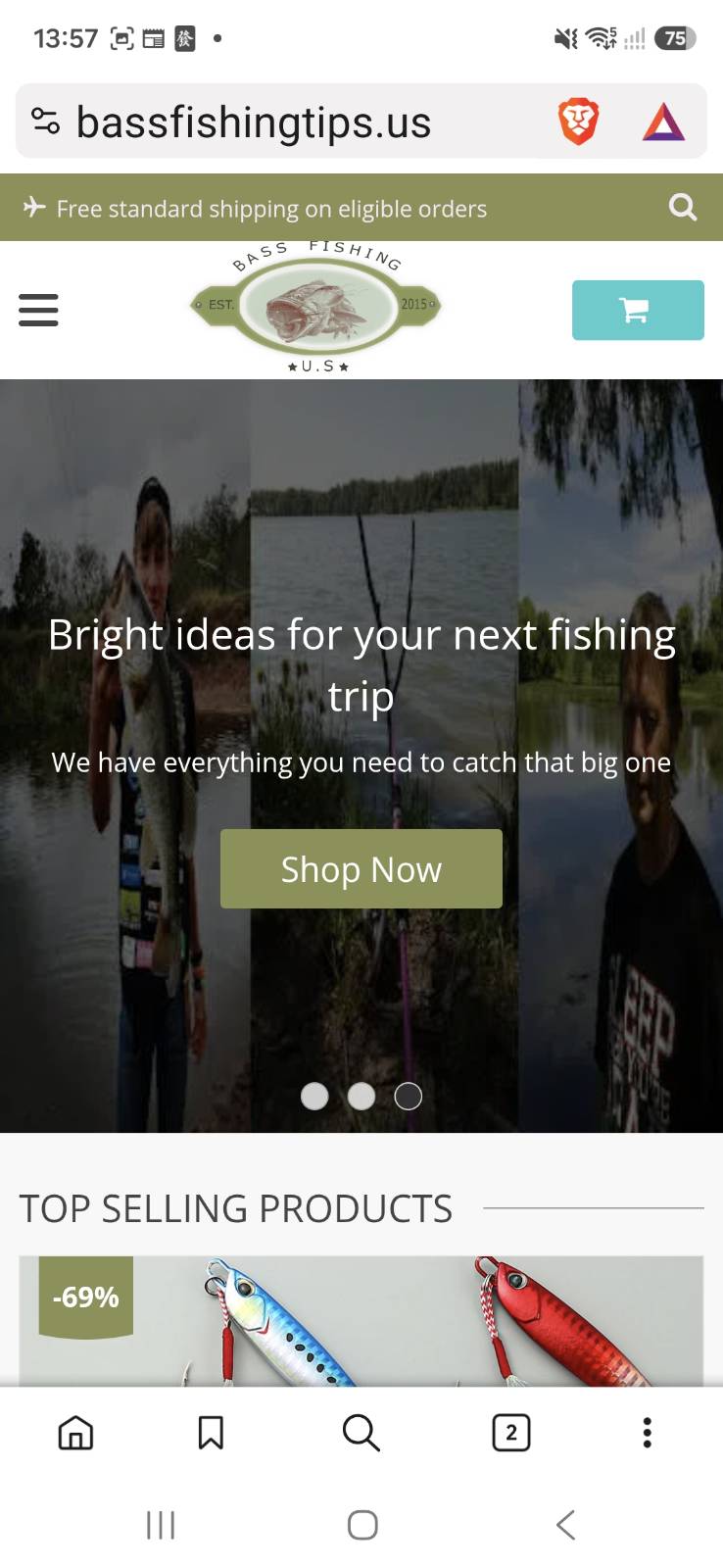 Mobile view of the Bass Fishing Tips US website