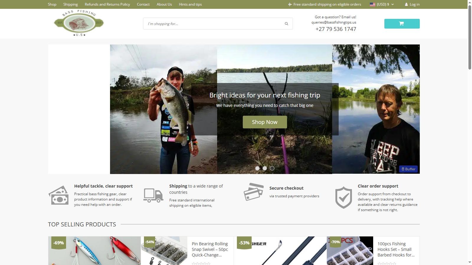 Bass Fishing Tips US ecommerce and fishing content website supported by WebCoZa