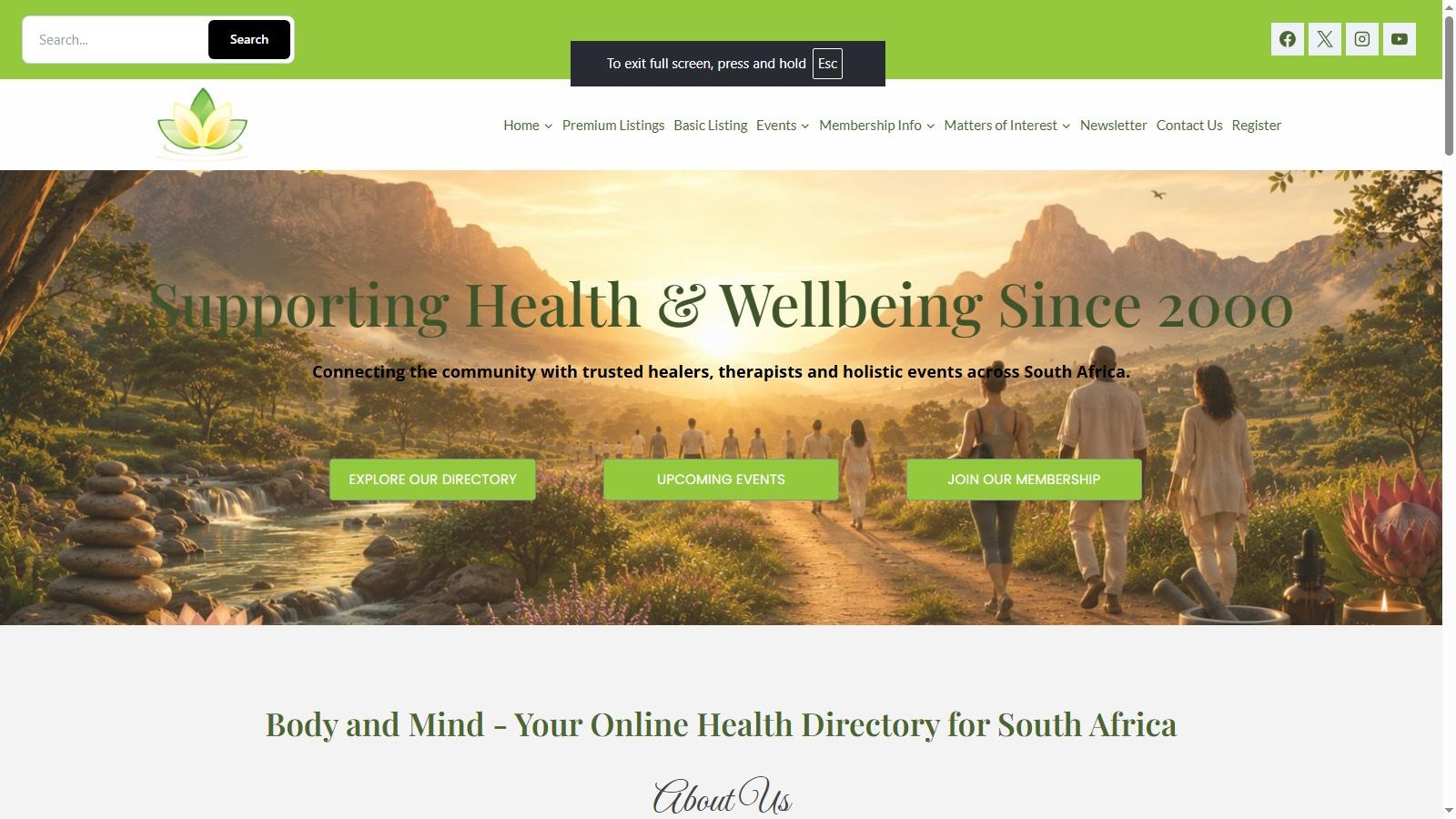 Body and mind website originally designed by WebCoZa in 2000