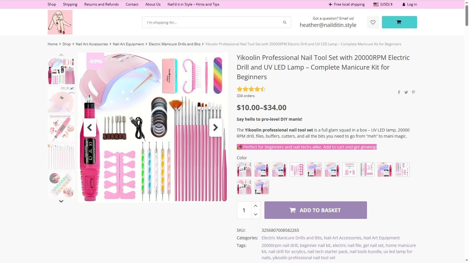 Electric manicure drills and nail drill bits ecommerce category on Nail'd It In Style