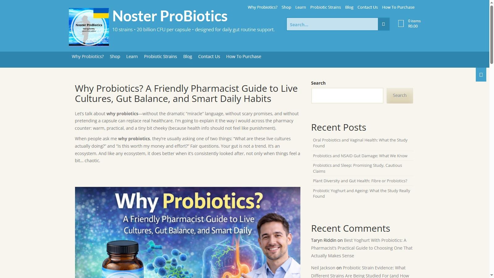 Noster ProBiotics website project by WebCoZa